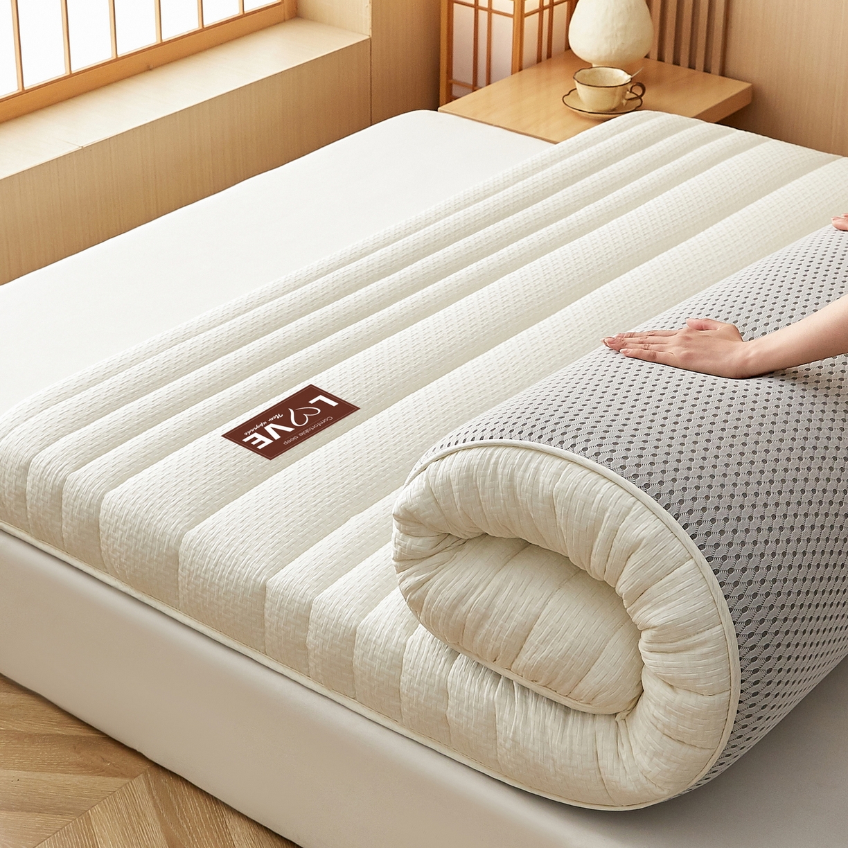 鑫梦莱 2025新款针织棉床垫提花系列单边款（成人图）LOVE烫画 象牙白（厚约6cm）