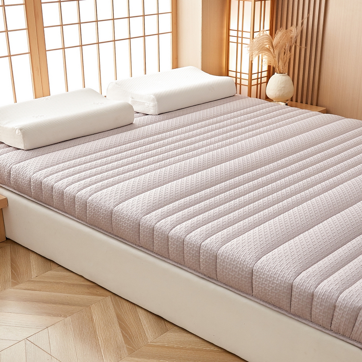 91家纺网 家纺一手货源 找家纺 鑫梦莱 2025新款针织棉床垫提花系列单边款（成人图）LOVE烫画 淡雅灰（厚约6cm）