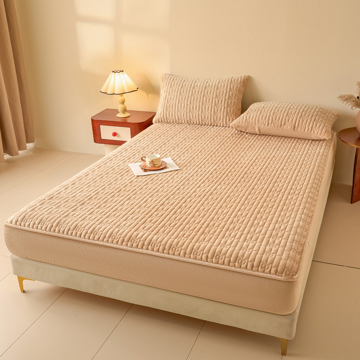 91家纺网 家纺一手货源 找家纺 （总）Sweet dreams甜梦 2025新款A类纯色牛奶绒夹棉床笠