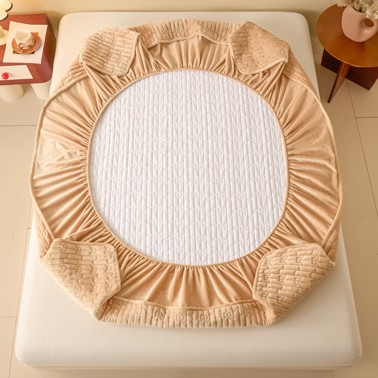 91家纺网 家纺一手货源 找家纺 （总）Sweet dreams甜梦 2025新款A类纯色牛奶绒夹棉床笠