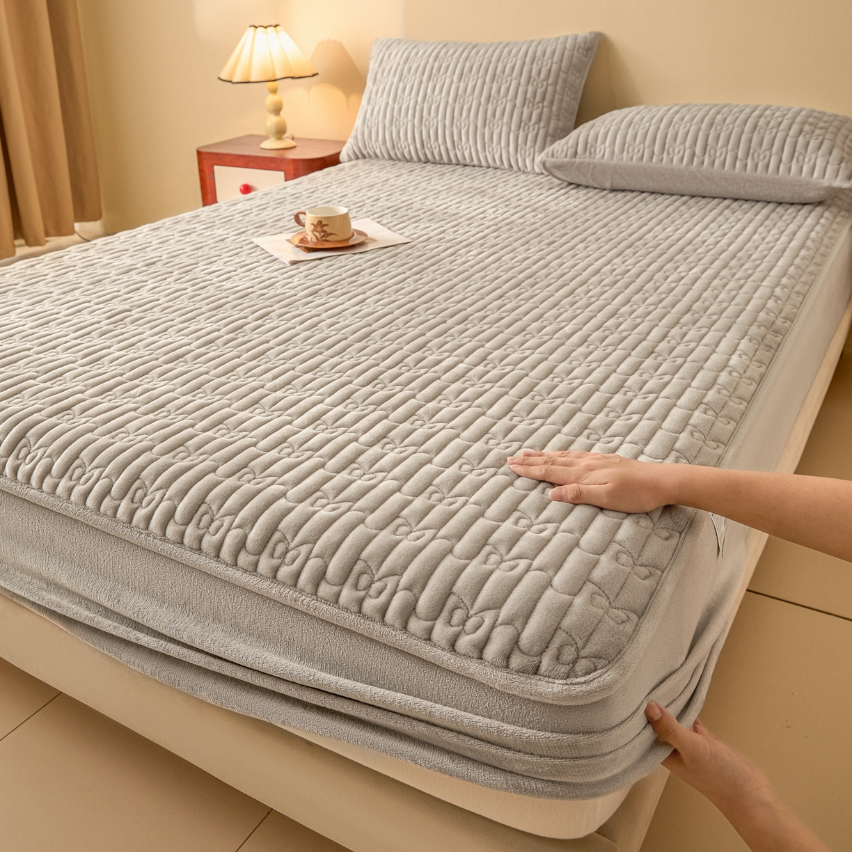 91家纺网 家纺一手货源 找家纺 （总）Sweet dreams甜梦 2025新款A类纯色牛奶绒夹棉床笠