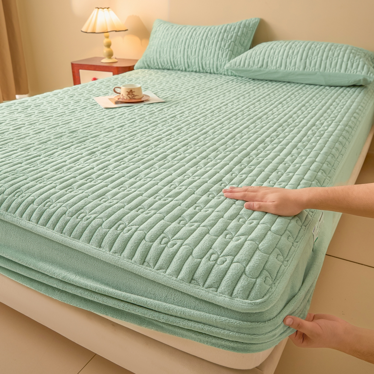 91家纺网 家纺一手货源 找家纺 （总）Sweet dreams甜梦 2025新款A类纯色牛奶绒夹棉床笠