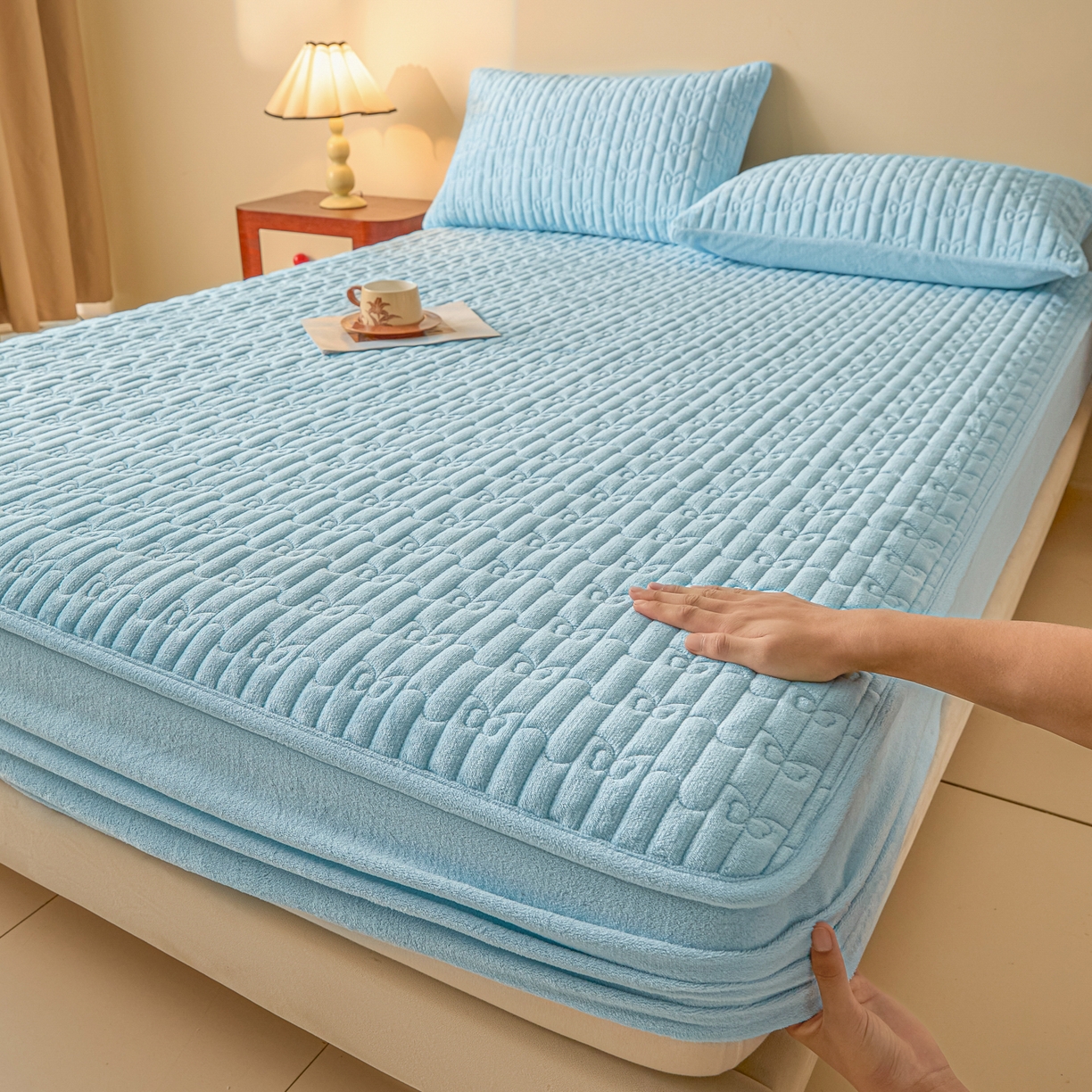 91家纺网 家纺一手货源 找家纺 （总）Sweet dreams甜梦 2025新款A类纯色牛奶绒夹棉床笠