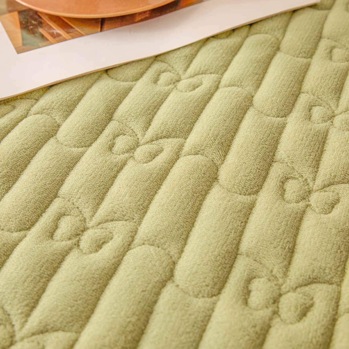 91家纺网 家纺一手货源 找家纺 Sweet dreams甜梦 2025新款A类纯色牛奶绒夹棉床笠 青石绿