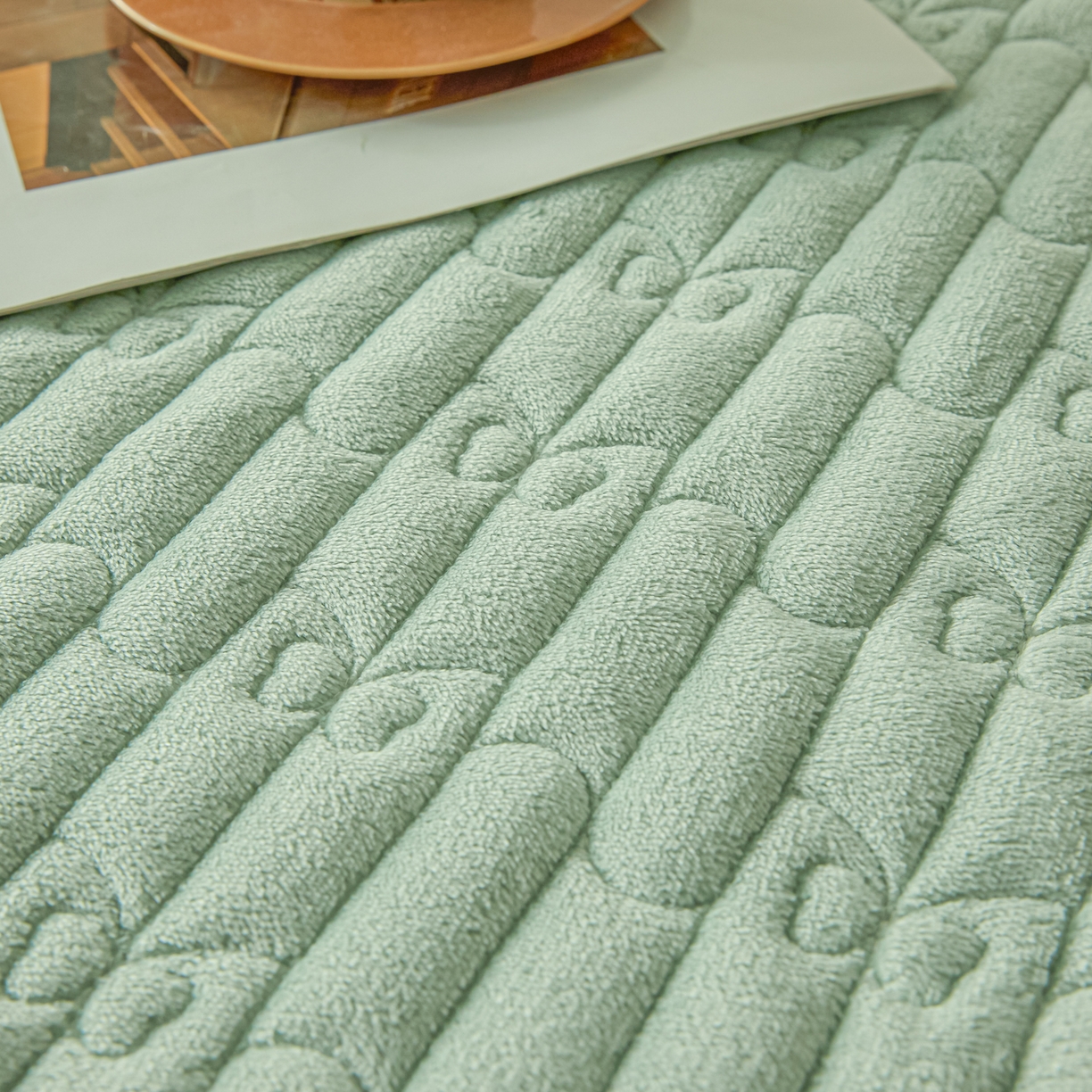 91家纺网 家纺一手货源 找家纺 Sweet dreams甜梦 2025新款A类纯色牛奶绒夹棉床笠 清新绿