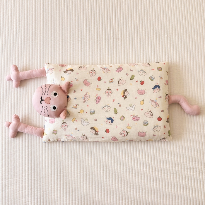 91家纺网 家纺一手货源 找家纺 北鸣有鱼枕芯馆 2025新款全棉双层纱漫画家系列荞麦枕-胡须猫 胡须猫-小小新