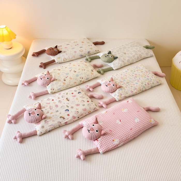 北鸣有鱼枕芯馆 2025新款全棉双层纱漫画家系列荞麦枕-胡须猫 组合图