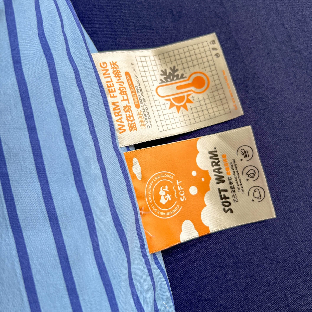 91家纺网 家纺一手货源 找家纺 优选良品 2025新款冬被水洗棉被子被芯 条纹蓝+深蓝