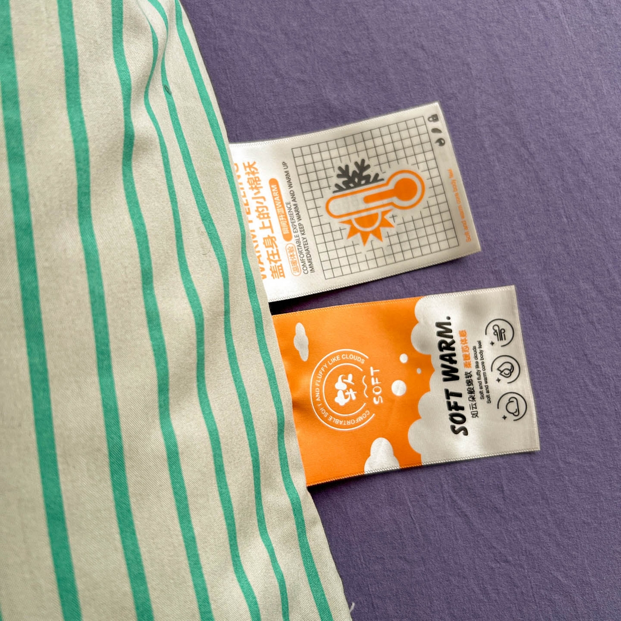 91家纺网 家纺一手货源 找家纺 优选良品 2025新款冬被水洗棉被子被芯 条纹绿+酱紫