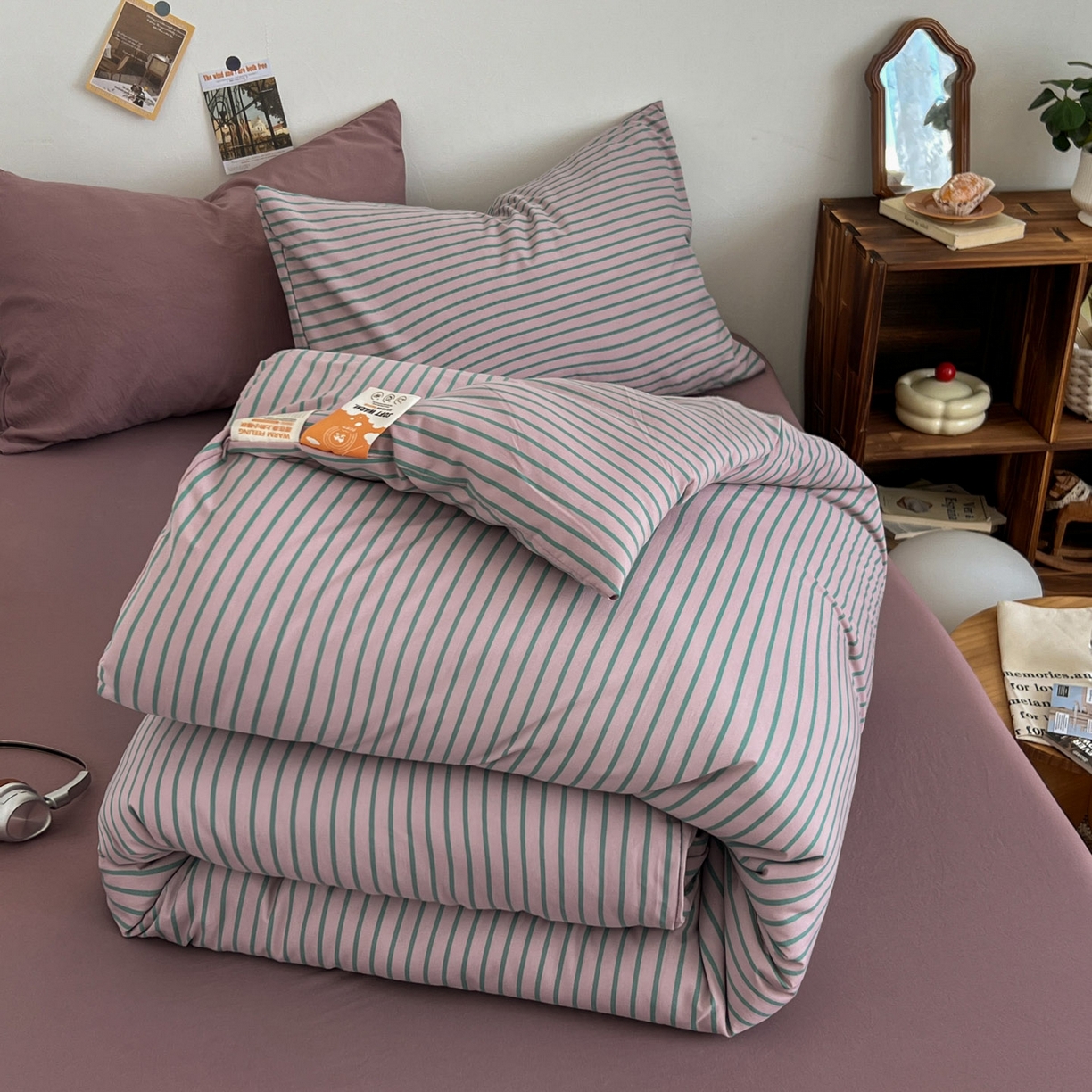 91家纺网 家纺一手货源 找家纺 优选良品 2025新款冬被水洗棉被子被芯 条纹浅紫+香芋紫