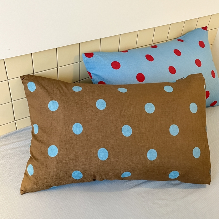 91家纺网 家纺一手货源 找家纺 阿曼达 2025新款水洗亲肤波点纯色拼色撞色可盐可甜复古氛围感四件套 波点-咖