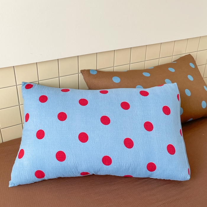 91家纺网 家纺一手货源 找家纺 阿曼达 2025新款水洗亲肤波点纯色拼色撞色可盐可甜复古氛围感四件套 波点-红