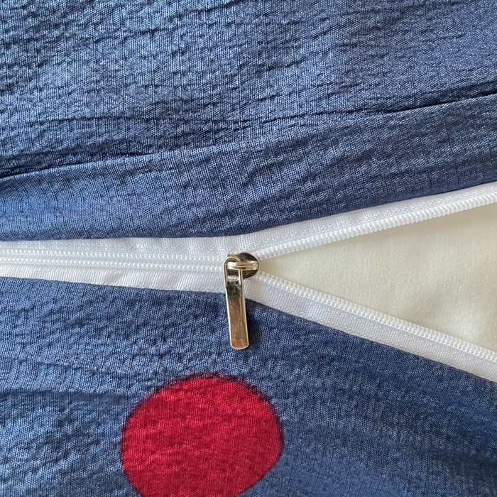 91家纺网 家纺一手货源 找家纺 阿曼达 2025新款水洗亲肤波点纯色拼色撞色可盐可甜复古氛围感四件套 波点-藏青