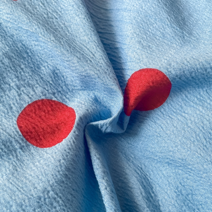 91家纺网 家纺一手货源 找家纺 阿曼达 2025新款水洗亲肤波点纯色拼色撞色可盐可甜复古氛围感四件套 波点-蓝