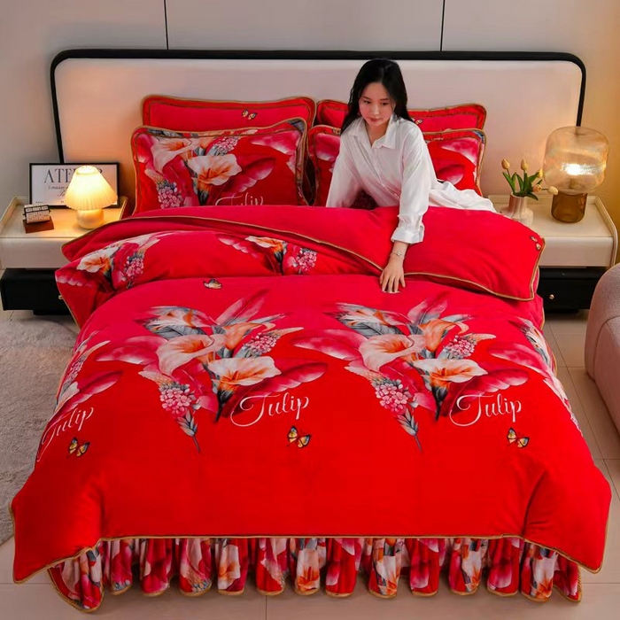 91家纺网 家纺一手货源 找家纺 （总 ）新8.5-9.5斤法莱绒四件套珊瑚牛奶金貂绒四件套床裙