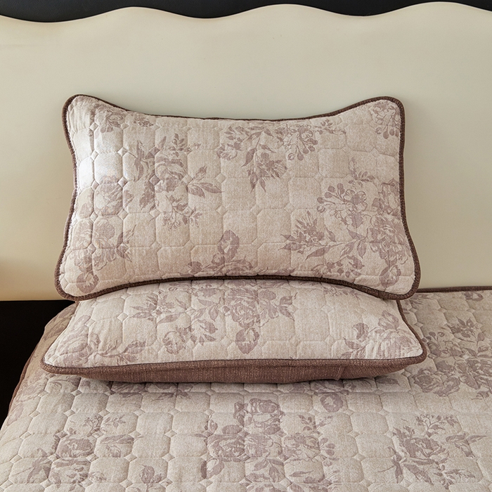 91家纺网 家纺一手货源 找家纺 圣比熊 2025新款原麻夹棉枕套加厚枕套宿舍单人枕芯套三层加厚枕头套内胆套 古堡花园-咖