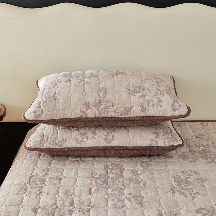 91家纺网 家纺一手货源 找家纺 圣比熊 2025新款原麻夹棉枕套加厚枕套宿舍单人枕芯套三层加厚枕头套内胆套 古堡花园-咖