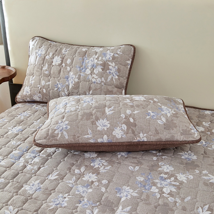 圣比熊 2025新款原麻夹棉枕套加厚枕套宿舍单人枕芯套三层加厚枕头套内胆套 漫步花丛-蓝