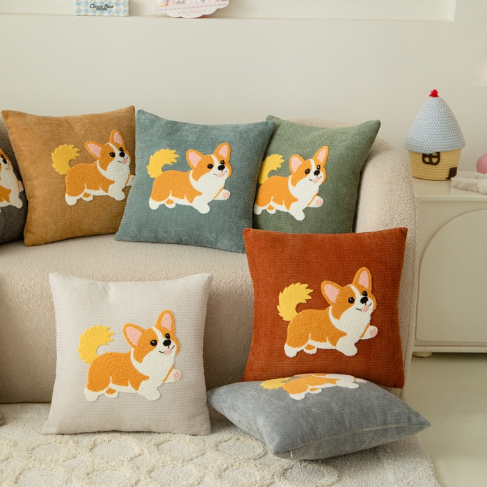 91家纺网 家纺一手货源 找家纺 新奇异 2025新款卡通毛巾绣雪尼尔抱枕 组合图