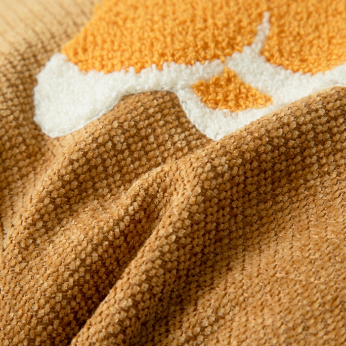 91家纺网 家纺一手货源 找家纺 新奇异 2025新款卡通毛巾绣雪尼尔抱枕 可爱狗-黄色