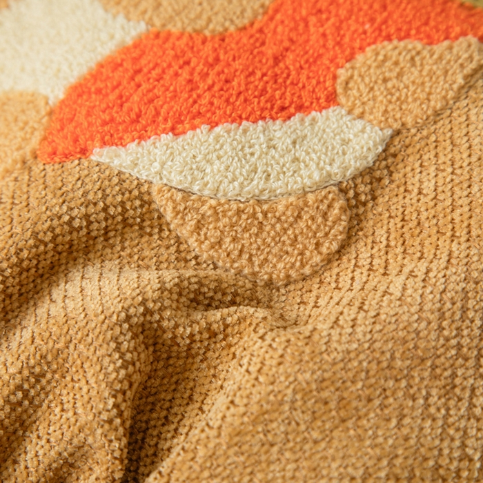 91家纺网 家纺一手货源 找家纺 新奇异 2025新款卡通毛巾绣雪尼尔抱枕 萝卜兔-黄色