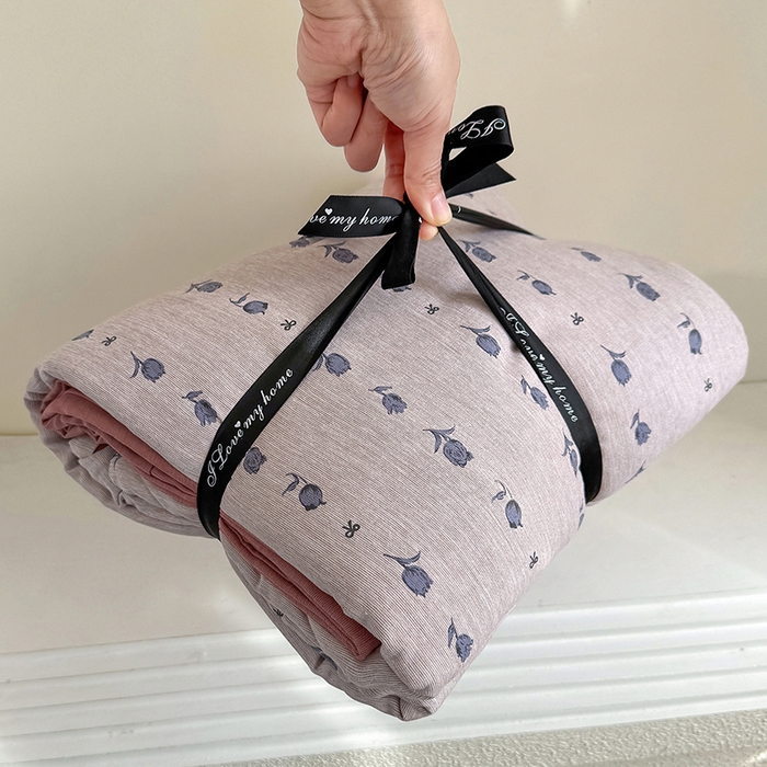 竹合家纺 2025秋冬新款加厚磨毛色织暖绒系列针织四件套高克重 玫瑰花语