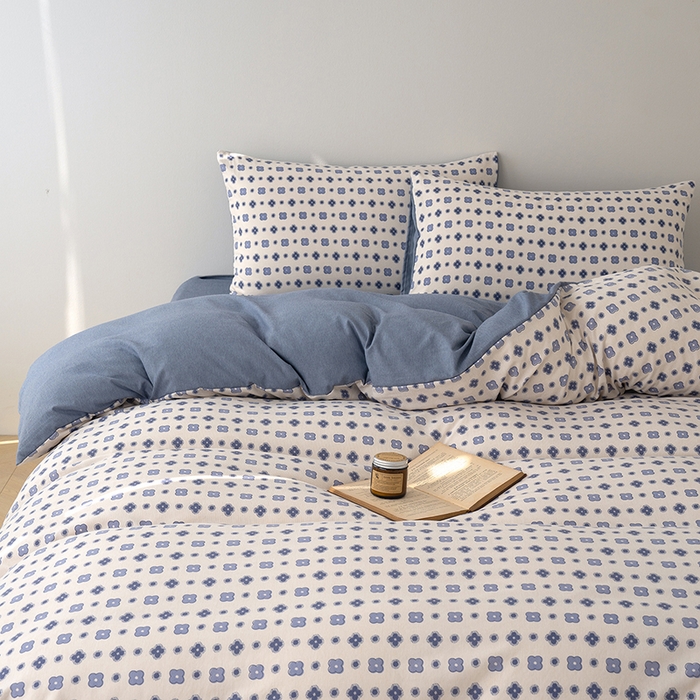 91家纺网 家纺一手货源 找家纺 竹合家纺 2025秋冬新款加厚磨毛色织暖绒系列针织四件套高克重 轻奢老花