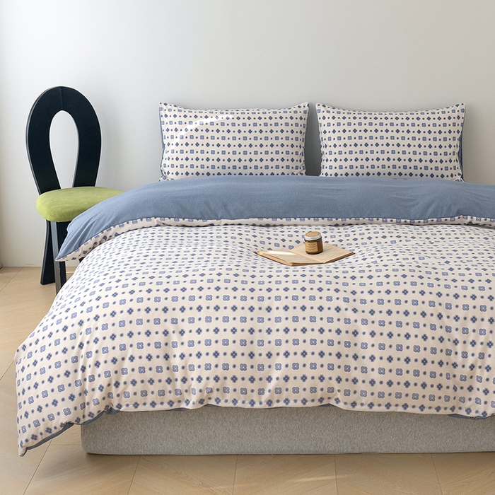 91家纺网 家纺一手货源 找家纺 竹合家纺 2025秋冬新款加厚磨毛色织暖绒系列针织四件套高克重 轻奢老花