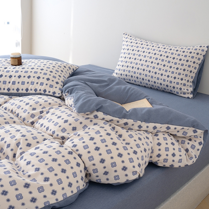 91家纺网 家纺一手货源 找家纺 竹合家纺 2025秋冬新款加厚磨毛色织暖绒系列针织四件套高克重 轻奢老花