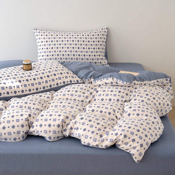 91家纺网 家纺一手货源 找家纺 竹合家纺 2025秋冬新款加厚磨毛色织暖绒系列针织四件套高克重 轻奢老花