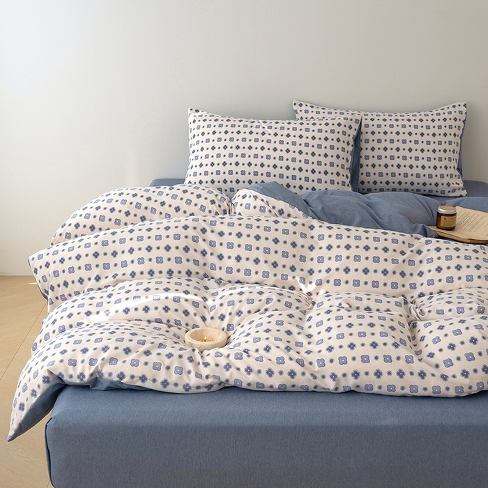 91家纺网 家纺一手货源 找家纺 竹合家纺 2025秋冬新款加厚磨毛色织暖绒系列针织四件套高克重 轻奢老花