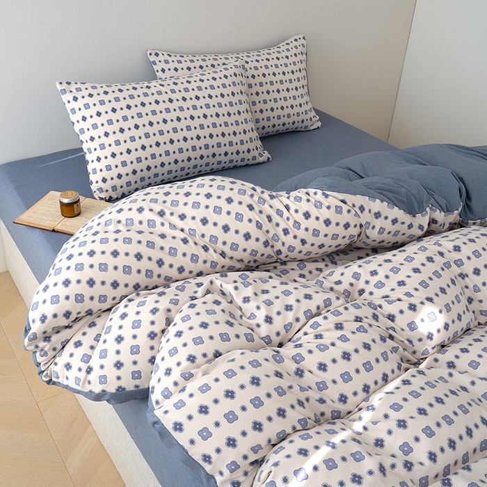 91家纺网 家纺一手货源 找家纺 竹合家纺 2025秋冬新款加厚磨毛色织暖绒系列针织四件套高克重 轻奢老花