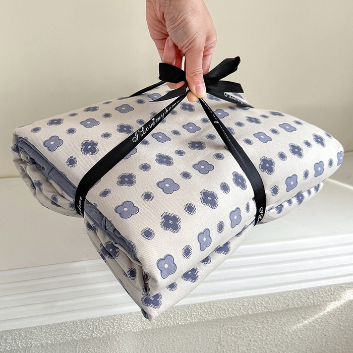 竹合家纺 2025秋冬新款加厚磨毛色织暖绒系列针织四件套高克重 轻奢老花