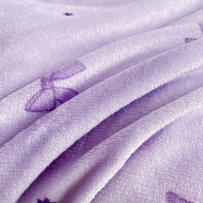 91家纺网 家纺一手货源 找家纺 云木里 2025新款热卖大宽花边牛奶绒床盖款四件套 蝴蝶结紫色