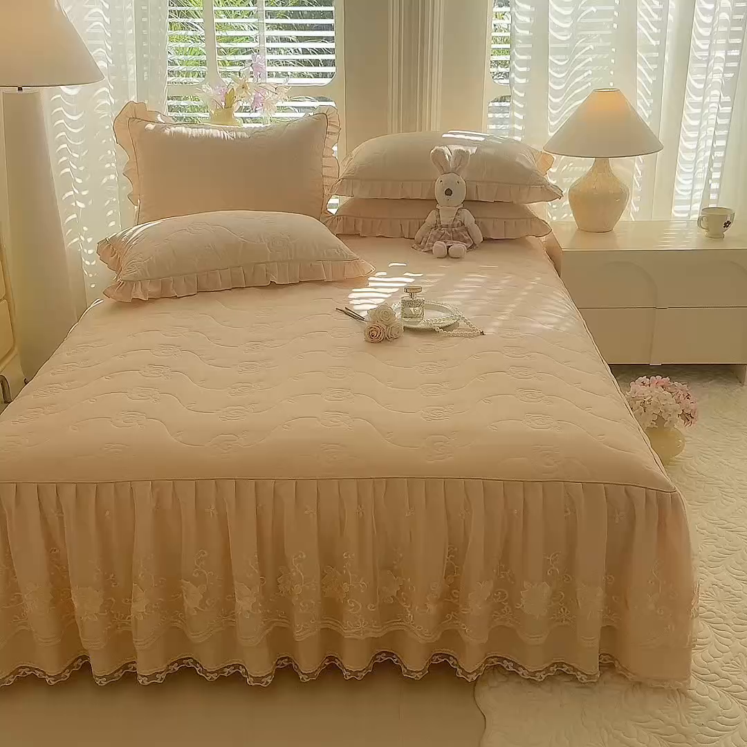 91家纺网 家纺一手货源 找家纺 （总）美达家纺 2025新款玫瑰系列全棉夹棉床裙