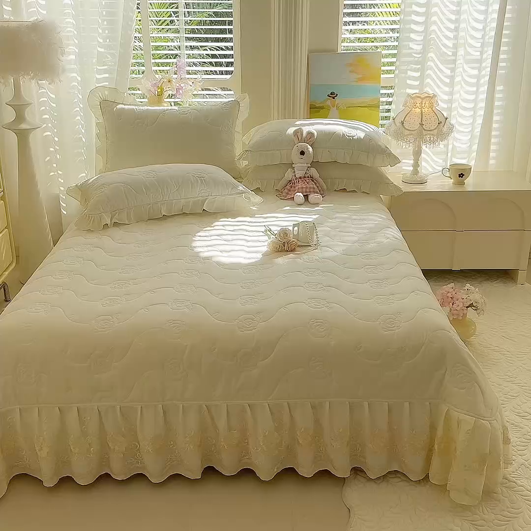 91家纺网 家纺一手货源 找家纺 （总）美达家纺 2025新款玫瑰系列全棉夹棉床盖