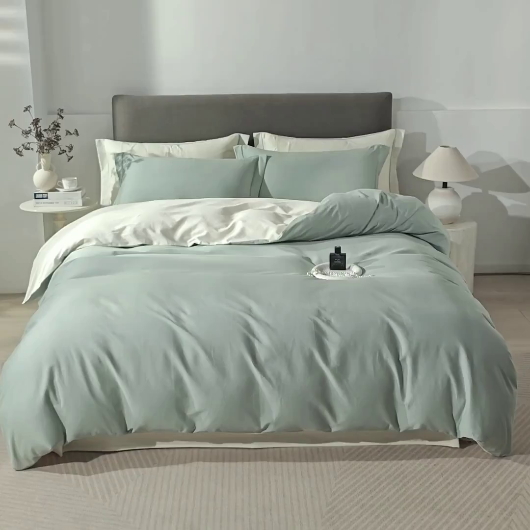 91家纺网 家纺一手货源 找家纺 （总）沐白家居 2025新款全棉高支高密纯色轻磨毛三四件套