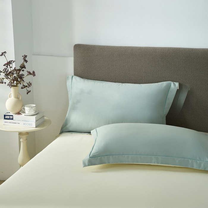 91家纺网 家纺一手货源 找家纺 沐白家居 2025新款全棉高支高密纯色轻磨毛三四件套 蛋青慕斯白