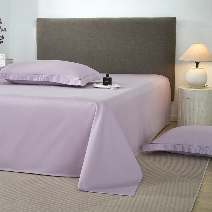 91家纺网 家纺一手货源 找家纺 沐白家居 2025新款全棉高支高密纯色轻磨毛三四件套 风信紫