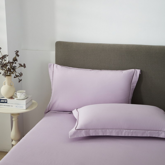 91家纺网 家纺一手货源 找家纺 沐白家居 2025新款全棉高支高密纯色轻磨毛三四件套 风信紫