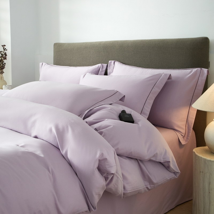 91家纺网 家纺一手货源 找家纺 沐白家居 2025新款全棉高支高密纯色轻磨毛三四件套 风信紫