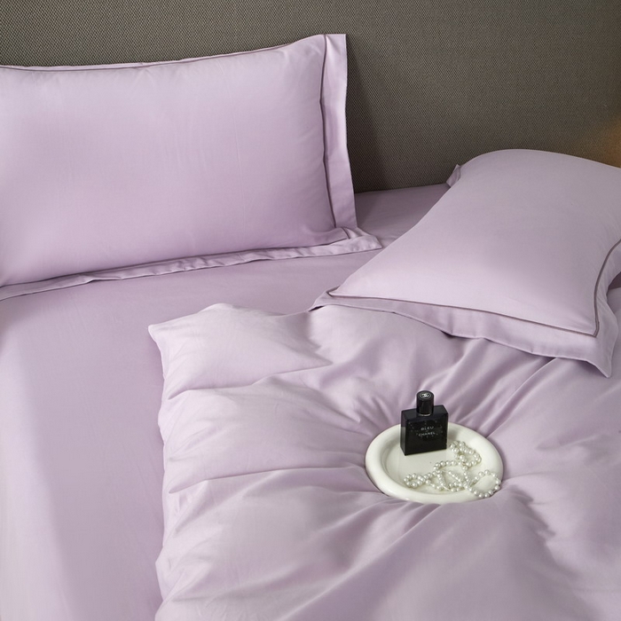 91家纺网 家纺一手货源 找家纺 沐白家居 2025新款全棉高支高密纯色轻磨毛三四件套 风信紫