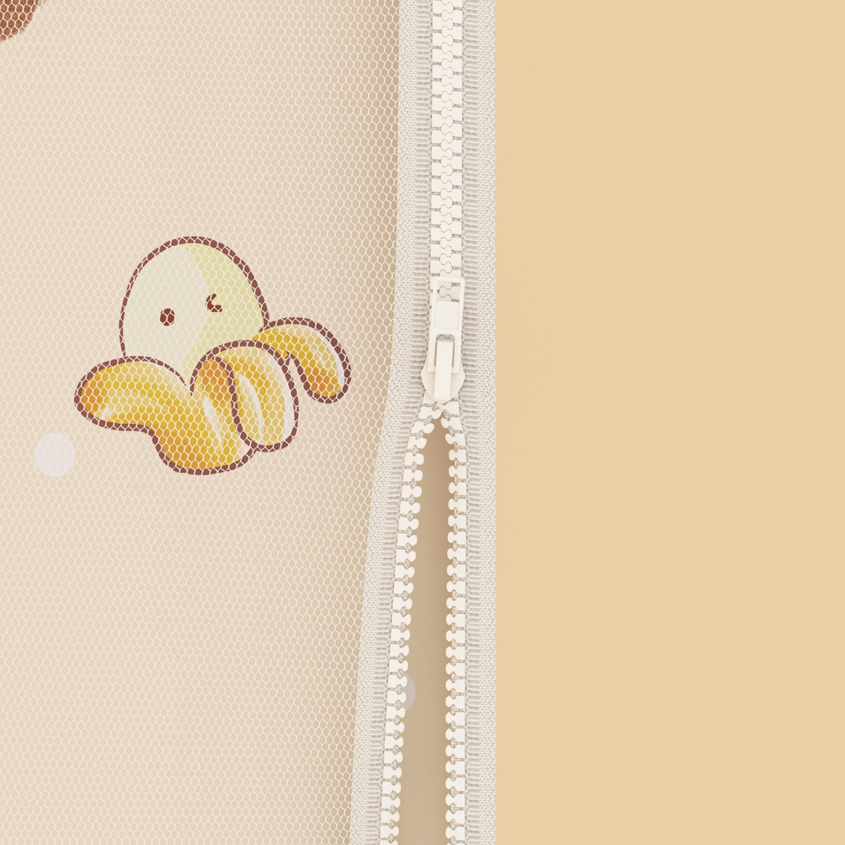 91家纺网 家纺一手货源 找家纺 艾晶美家纺有限公司 2025新款韩版卡通印花坐式蚊帐布帘款 香蕉泰迪