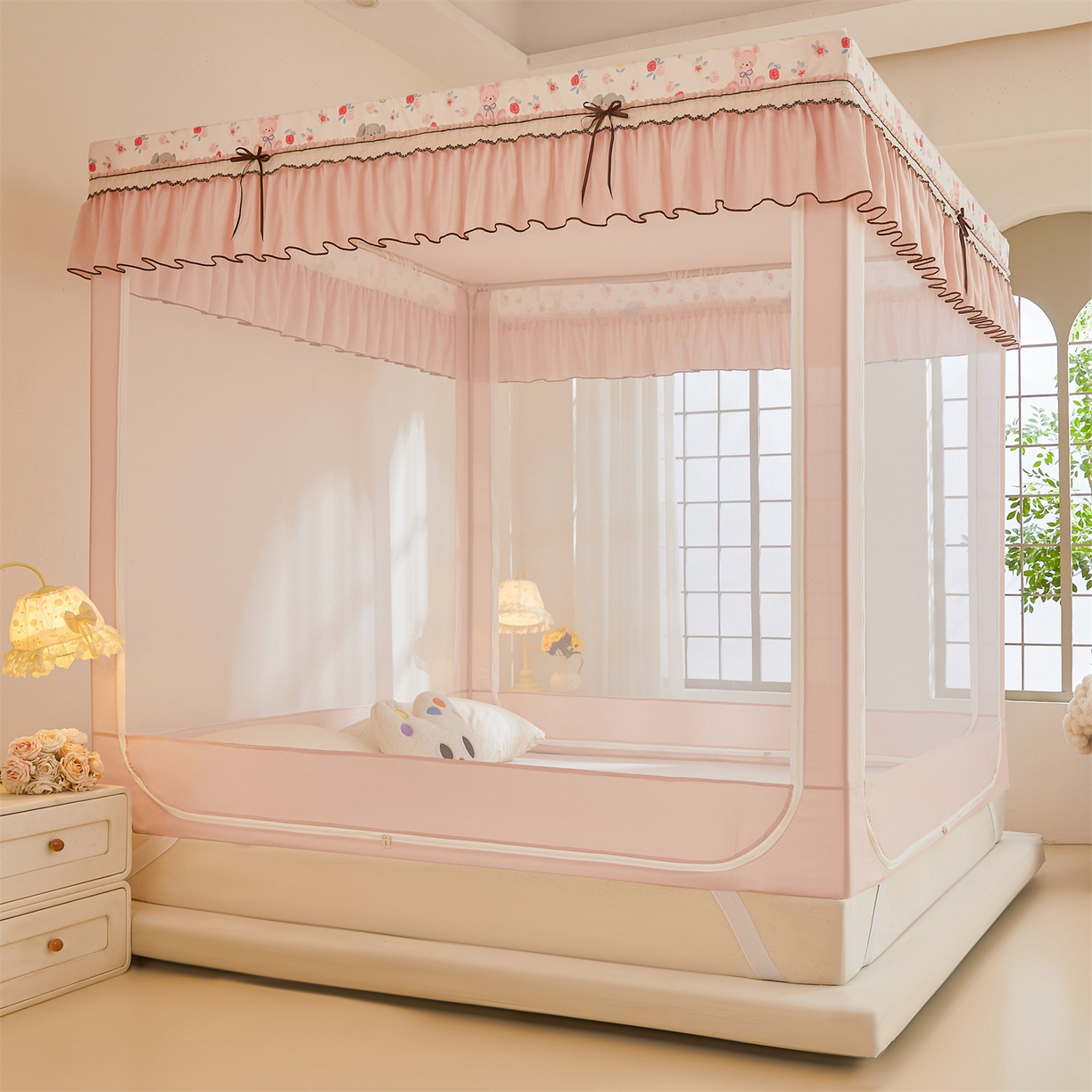 91家纺网 家纺一手货源 找家纺 （总）艾晶美家纺有限公司 2025新款韩版坐床夹棉保暖遮光蚊帐