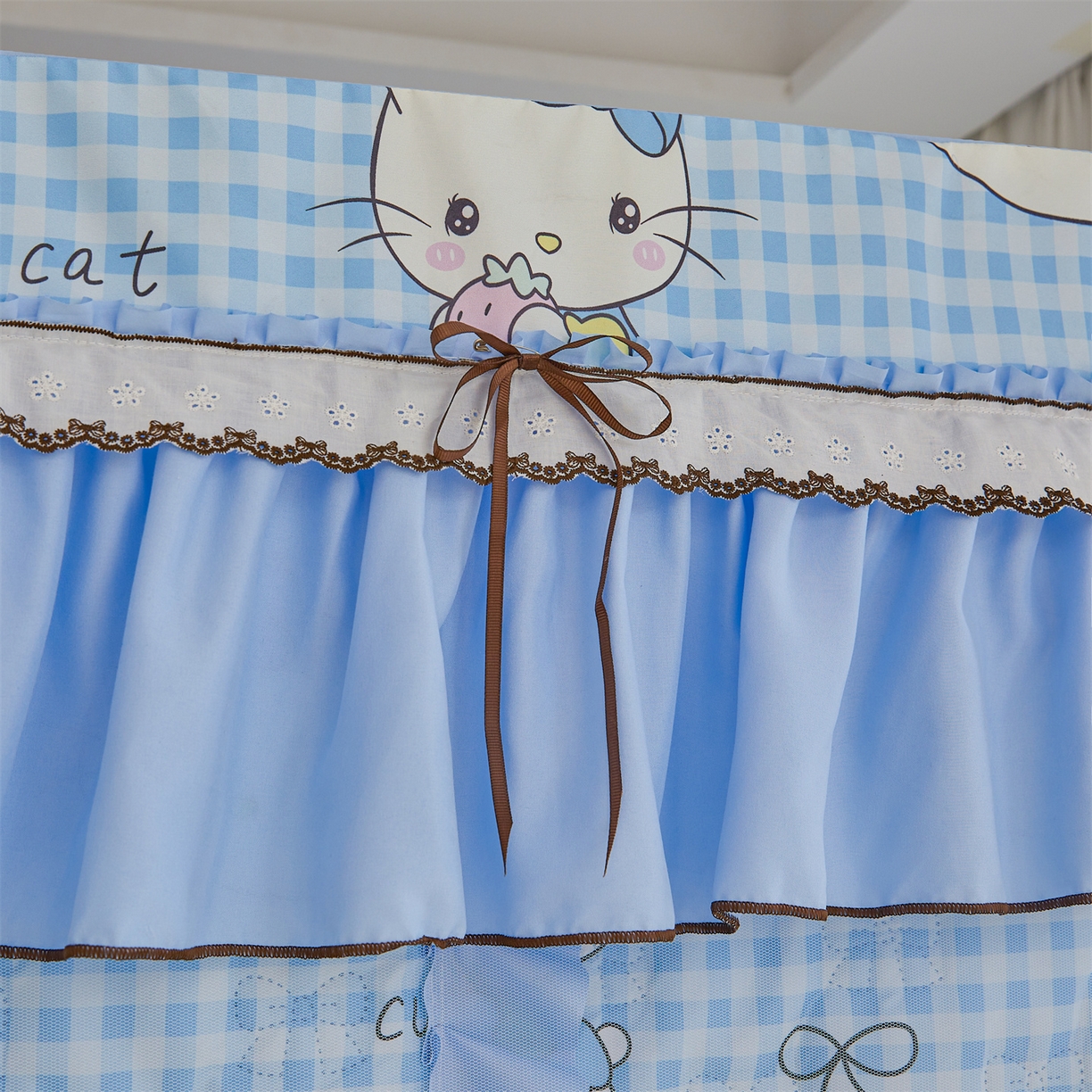 91家纺网 家纺一手货源 找家纺 艾晶美家纺有限公司 2025新款韩版坐床夹棉保暖遮光蚊帐 夹棉款-kmi瞄蓝