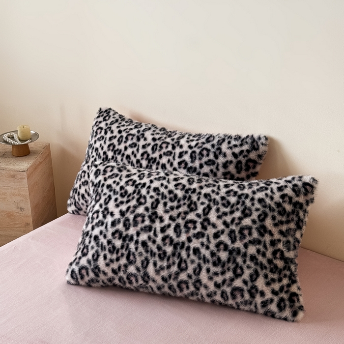 91家纺网 家纺一手货源 找家纺 九花鹿 2025新款丹麦皮草绒水貂绒四件套 豹纹-粉