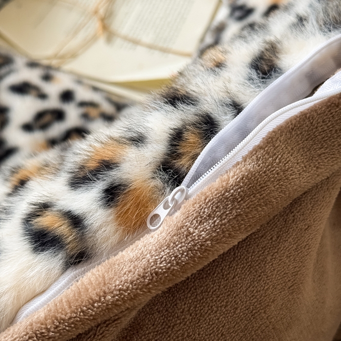 91家纺网 家纺一手货源 找家纺 九花鹿 2025新款丹麦皮草绒水貂绒四件套 豹纹-咖