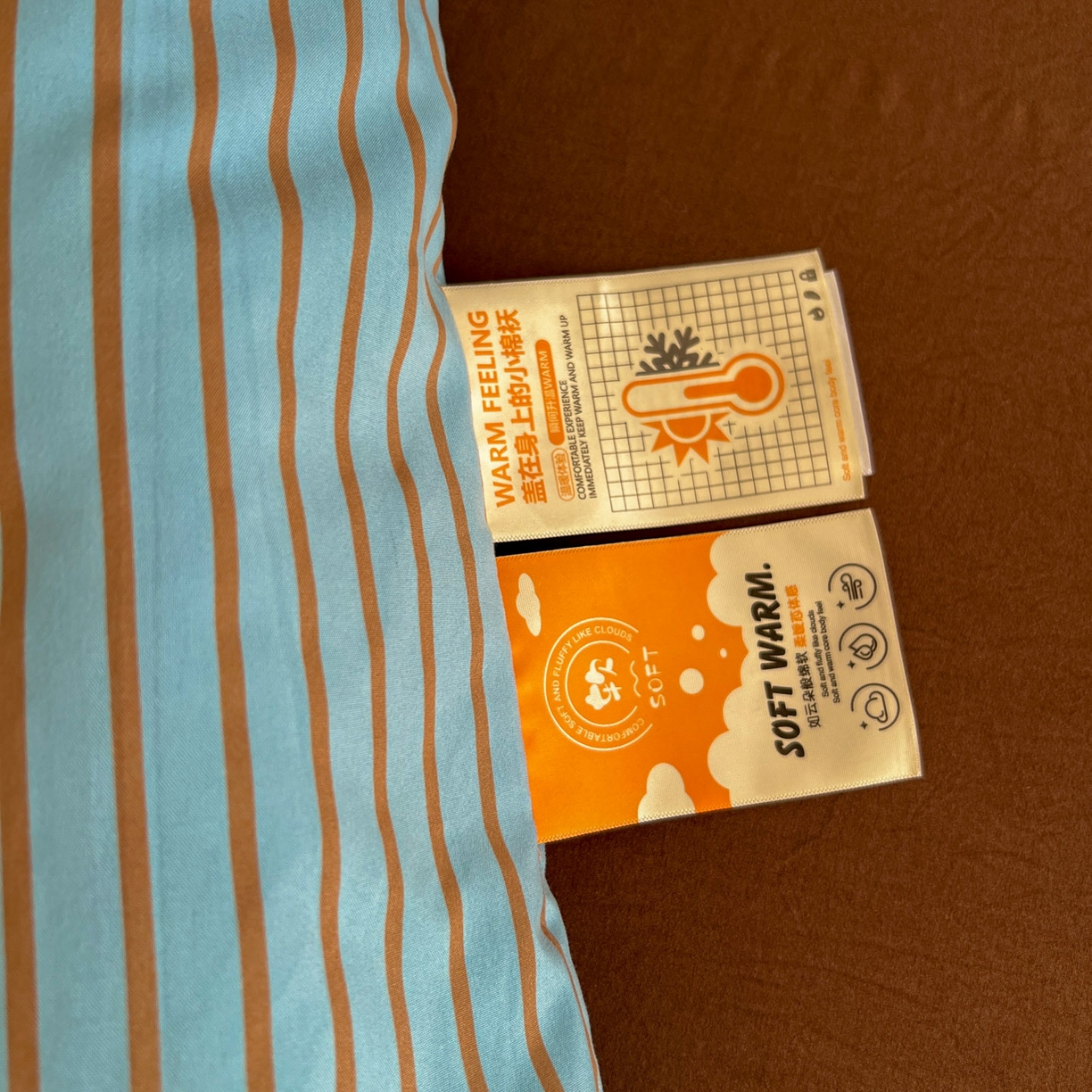 91家纺网 家纺一手货源 找家纺 暖芯优选 2025新款韩式无印风水洗棉拼色学生三件套床单床笠款四件套 条纹水蓝+咖啡