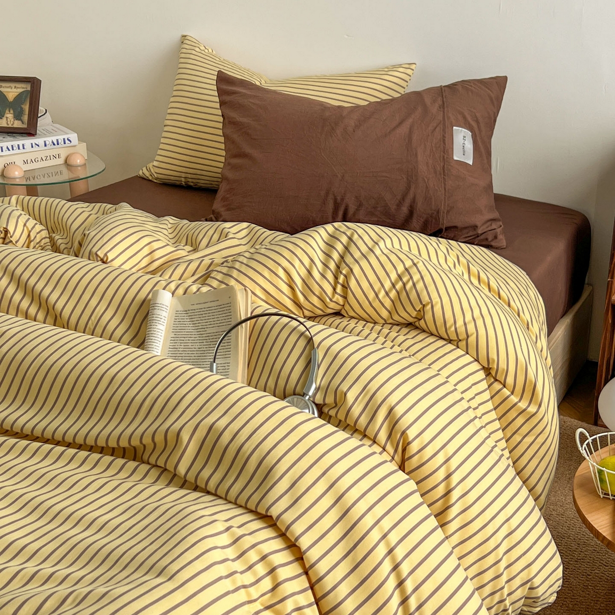 91家纺网 家纺一手货源 找家纺 暖芯优选 2025新款水洗棉冬被被子被芯 条纹黄+咖啡