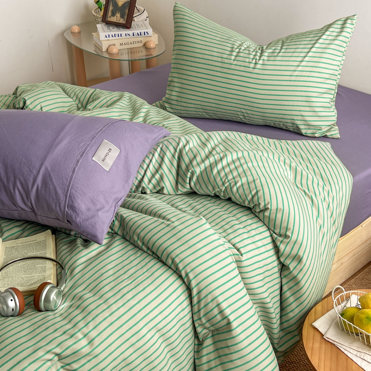 91家纺网 家纺一手货源 找家纺 暖芯优选 2025新款水洗棉冬被被子被芯 条纹绿+酱紫